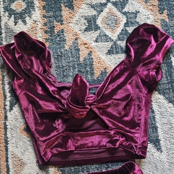 Lulu's Burgundy Velvet Jumpsuit - Picture 12 of 13